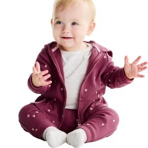 Carter's Maroon Heart Baby 3 piece  Hoodie set